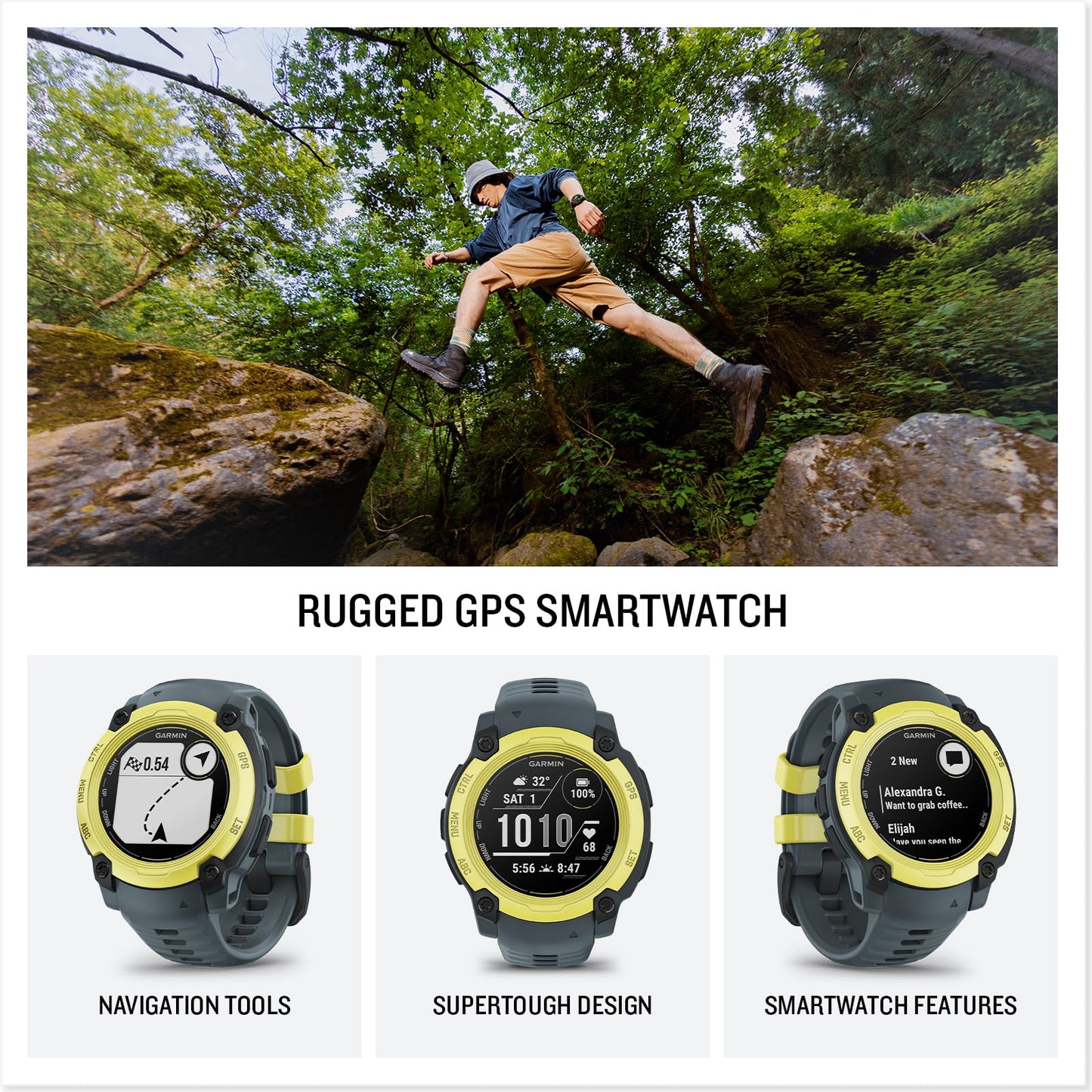Garmin Instinct E 40Mm, Outdoor Gps Smartwatch, 24/7 Health Monitoring, Up To 14 Days Of Battery Life, Electric Lime/Twilight 01
