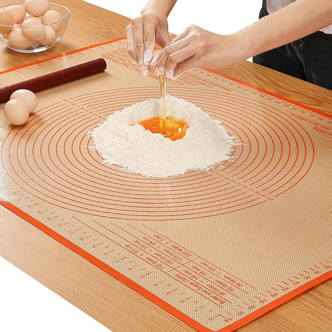 Silicone Pastry Mat 36x24 Inch Nonstick Baking Mat -Perfect for Doug, Pastry, Dough Rolling, Kneading Board, Pie Crust, Fondant, Pasta/Pizza, Kitchen Counter Mat