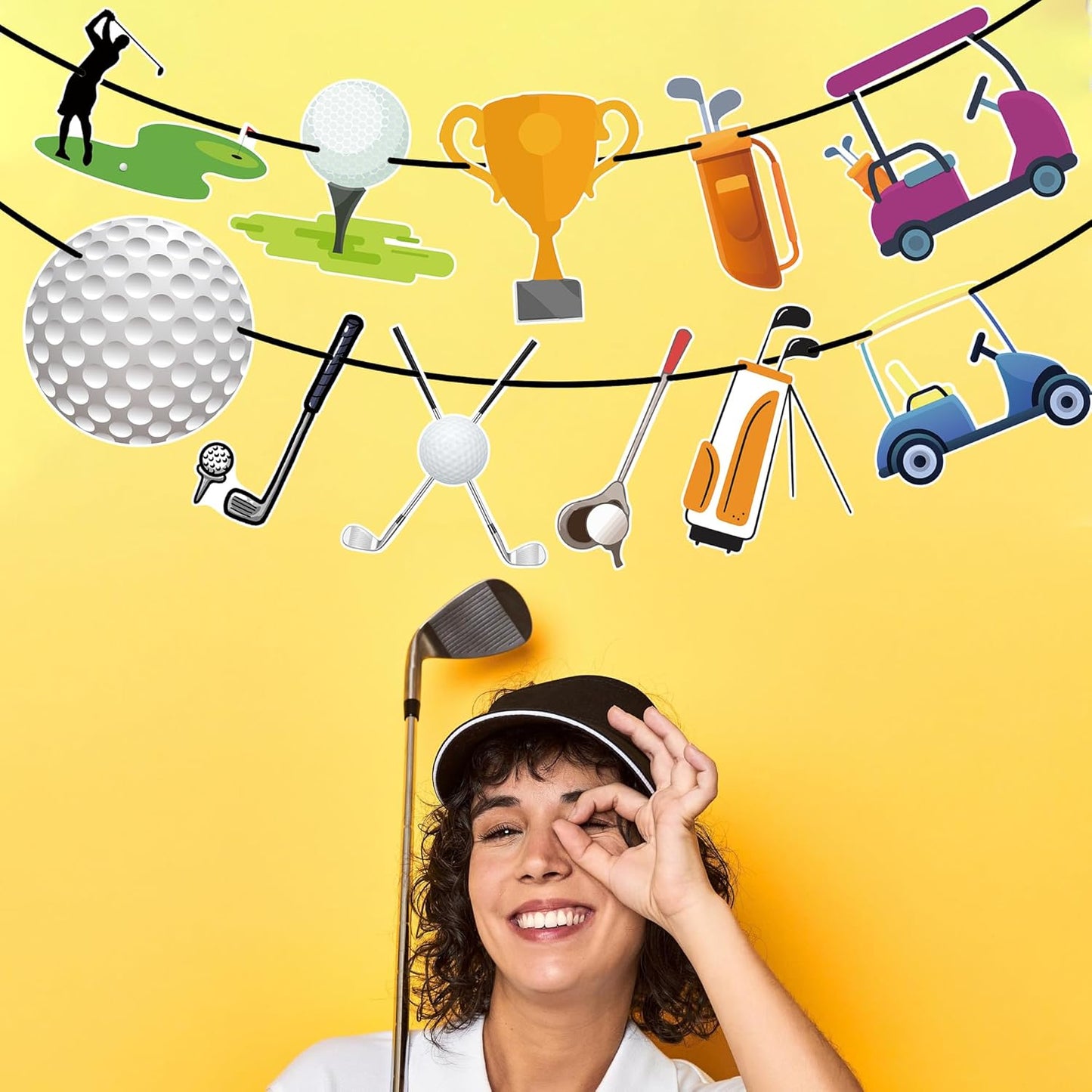3 Pack Golf Themed Banner Party Supplies Decorations-Sport Themed Birthday Baby Shower Green Golf Ball Carts Party Favors Gifts