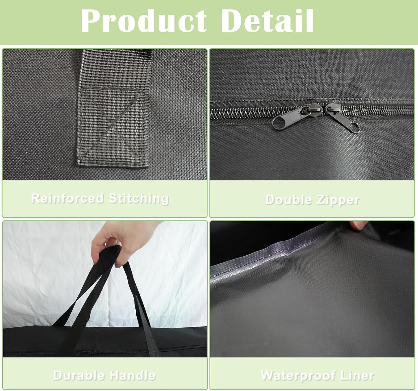 4/6/ 8 Foot Folding Table Storage Bag, Waterproof Heavy Duty Large Carrying Bag for Folding Tables, Picnic/Camp Tables Cover with Durable Zipper & Shoulder Strap, 31" D X 49" W X4.7 H, Black