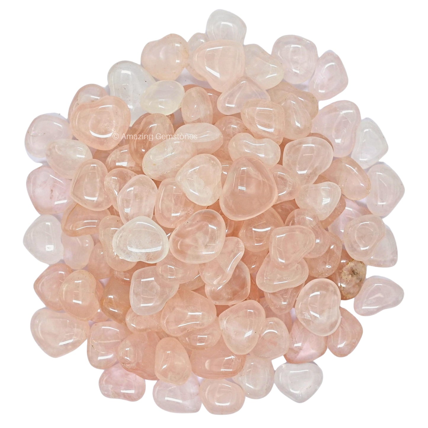 Amazing Gemstone Rose Quartz Stone Heart - Pack of 10 Crystal Heart Stones Rocks - Corazones De Piedra Crystals and Healing Stones Heart Shaped Crystal - Stocking Stuffers Gifts