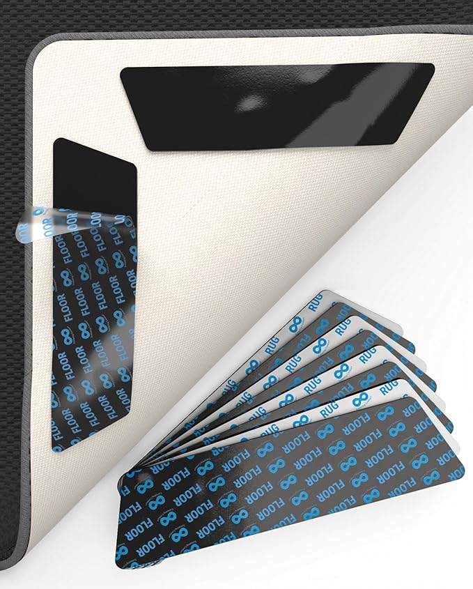 Everlasting Comfort Area Rug Gripper for Hardwood Floors - No Damage Non Slip Rug Pads, Floor to Carpet Tape for Holding Rugs in Place, Washable and Reusable, Double Sided Anti Slip Tape - 12 Pack