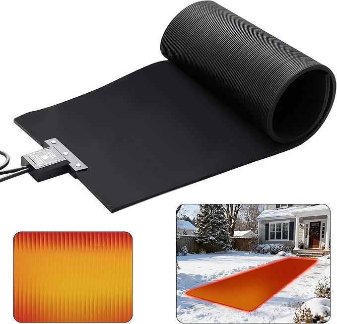 HOMREST Heated Snow Melting Walkway Mat,10" x 30" Heated Floor Mat with 10 Feet Long Power Cord,2 in/h Speed No-Slip Snow and Ice Melt with 1 Plug for Snow Removal,Winter Outdoor Steps,Doorways