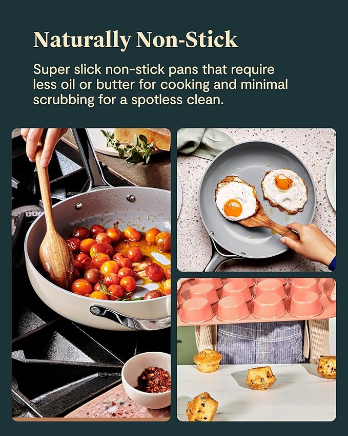 Caraway 23-Piece Nonstick Ceramic Cookware & Bakeware Set – Pots, Frying Pans, Lids, Baking Sheets, Pans, Cooling Rack & Storage – Oven Safe, Non-Toxic – Compatible with All Stovetops - Sage