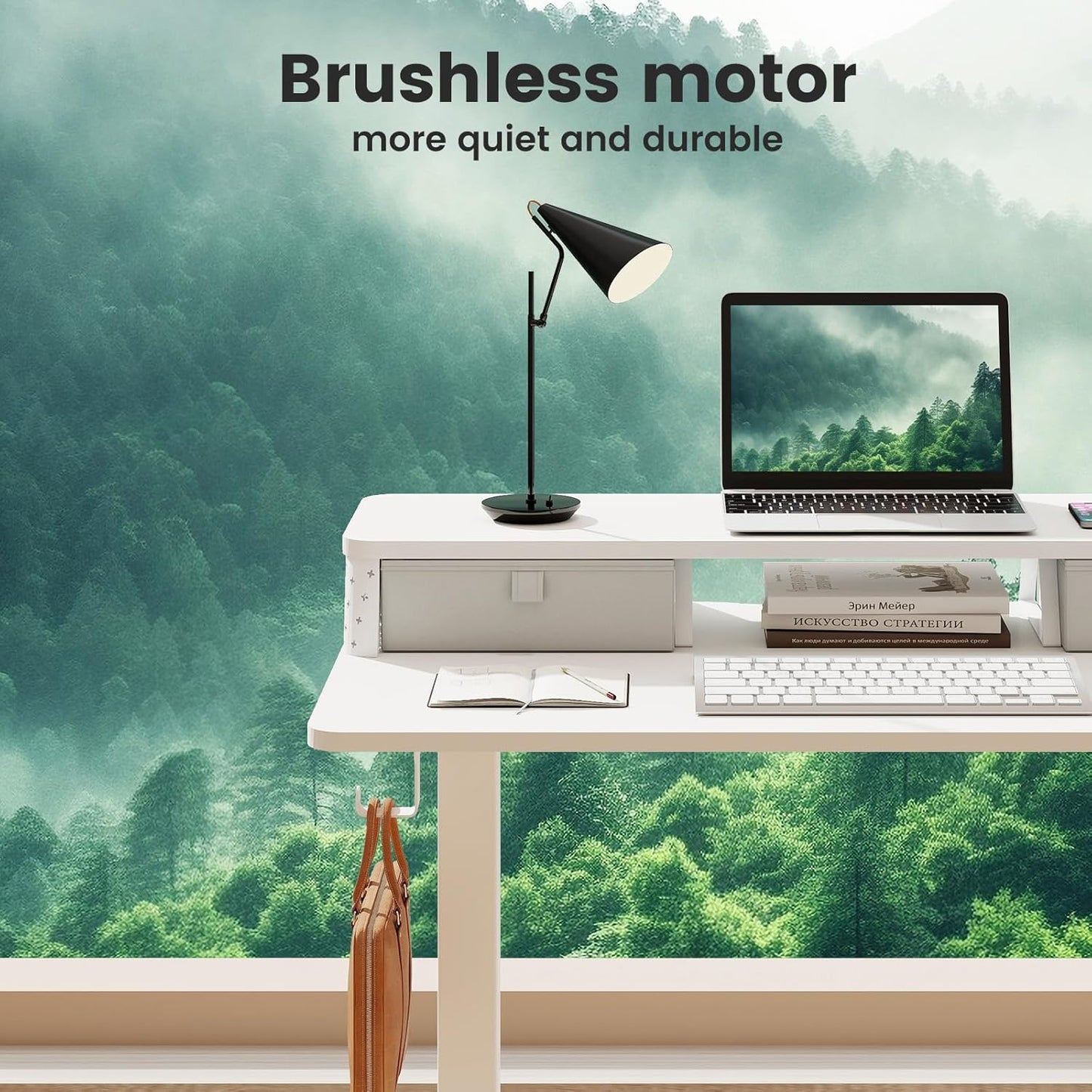 Small Standing Desk with Drawers and Brushless Motor,Electric Sit Stand Desk for Walking Pad,Ergonomic Stand Up Desk for Home Office & Gaming,3 Memory Height Preset & Hooks(40" x 24",White)