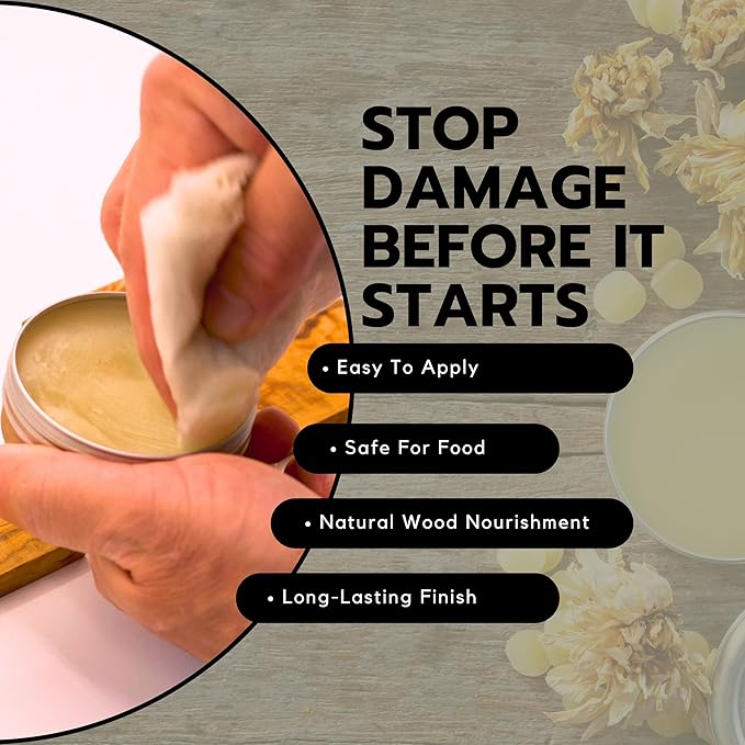 Small Wood Wax for Cutting Boards and Kitchen Utensils 1oz Food Grade Beeswax for Cutting Board | Bees Wax Furniture Polish and Cleaner