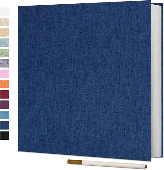 Vienrose Photo Album Self Adhesive 4x6 5x7 3x5 8x10 10x12 Scrapbook Album DIY Scrap Book with A Metallic Pen (13"x12.6" 60 Pages, Blue)
