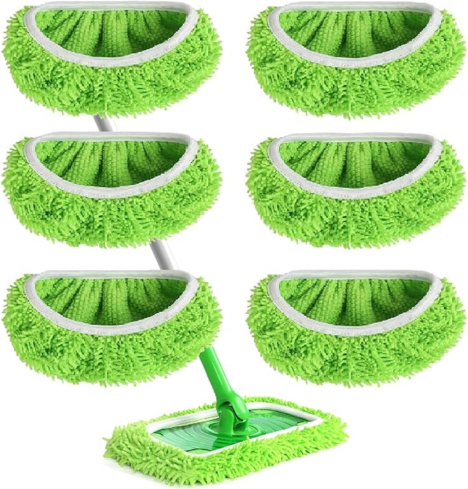 Reusable Microfiber Mop Pads for Swiffer Sweeper - Wet & Dry Cleaning Cloths - Mop Head Replacement Washable Refills for Household Floors