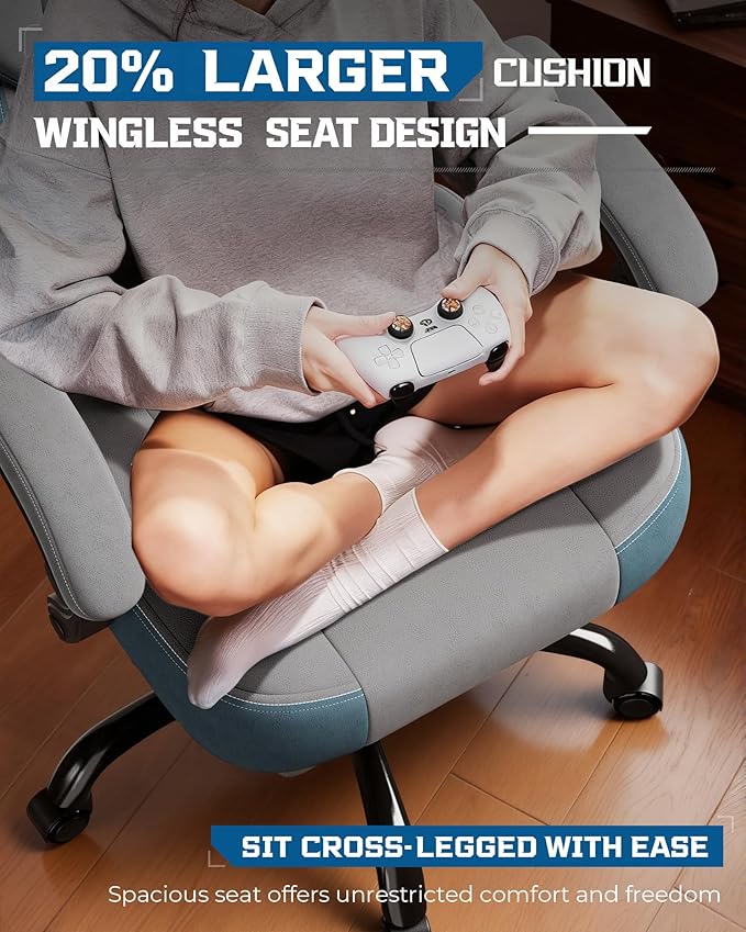 GTPLAYER Gaming Chair, Computer Chair with Footrest and Lumbar Support for Adults, 360°-Swivel Big & Tall Reclining Seat for Office or Gaming (Grey)
