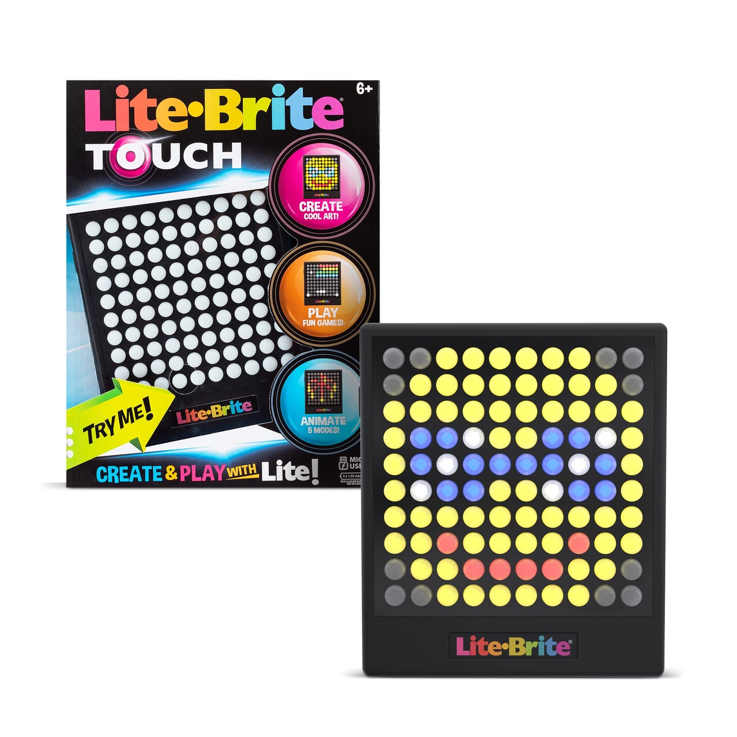 Lite-Brite Touch - Create  Play and Animate - Light Up Portable Stem Sensory Learning Toy  Creative Art Stem Toy for Girls  Boys  Unisex  Toddler  Holiday  Birthday  Gift  Ages 6+-New