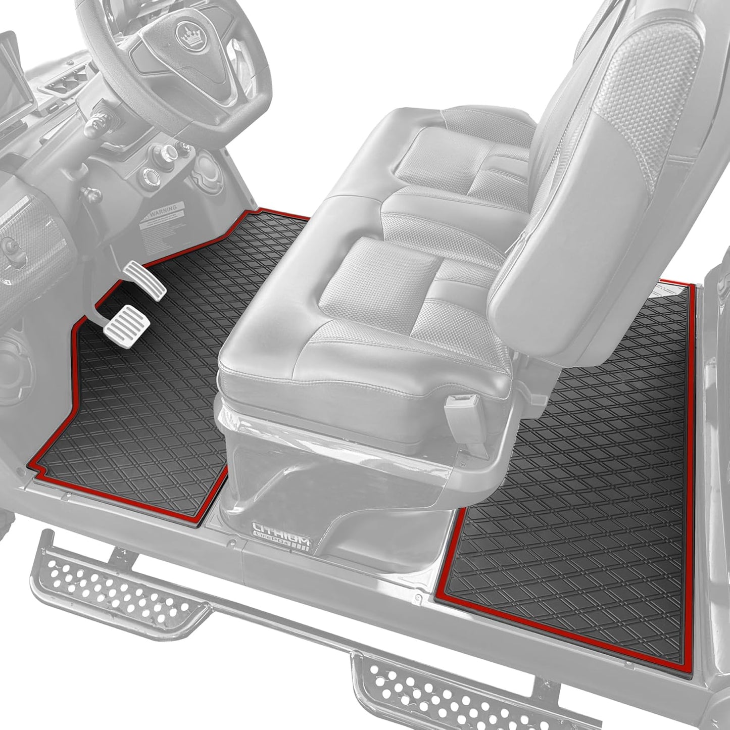 Evolution D5 Golf Cart Floor Mat Set - Rubber Double Diamond Design - Fits D5 6F Including Maverick and Ranger Trims (Flamenco Trim, D5 6F 1st, 2nd, & 3rd Rows Forward Facing)