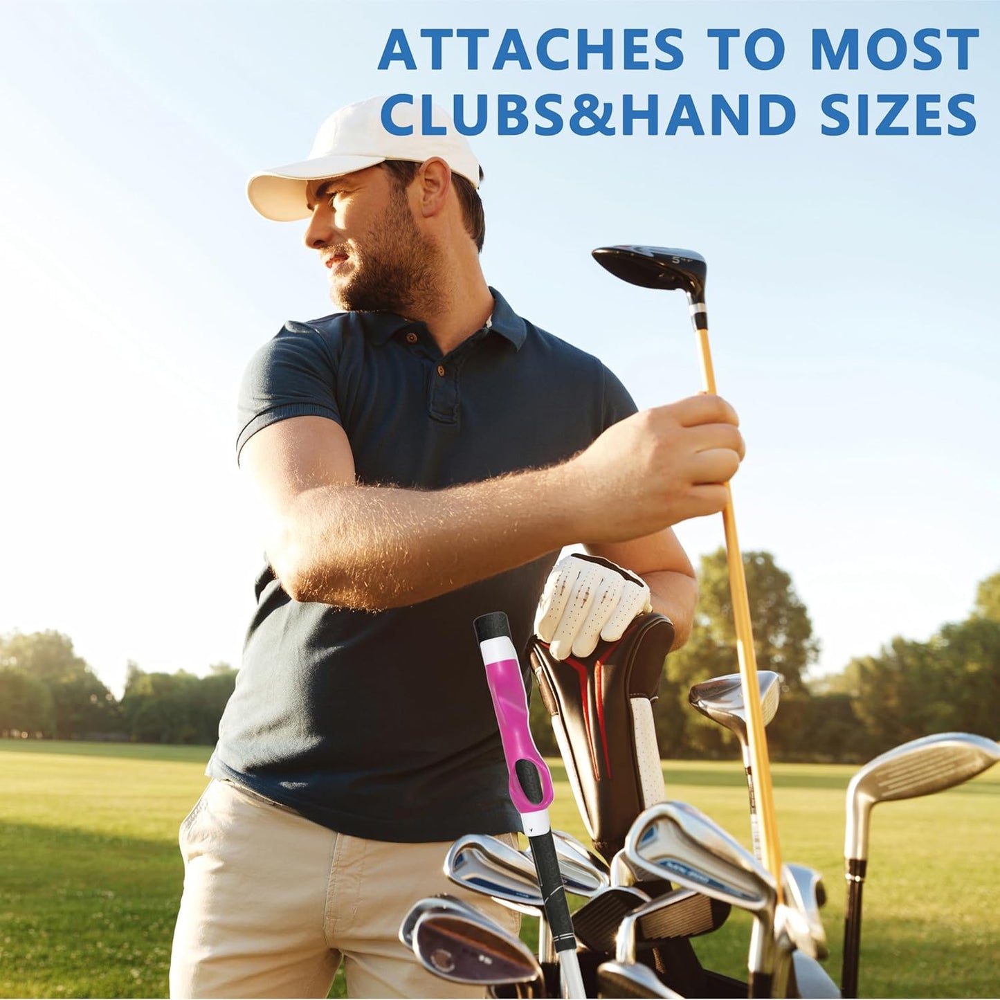 Golf Grip Trainer,Golf Club Grip Trainer Right Hand,Golf Grip Swing Training Aid for Golfer Proper Hand Position,Attaches to Most Golf Handles