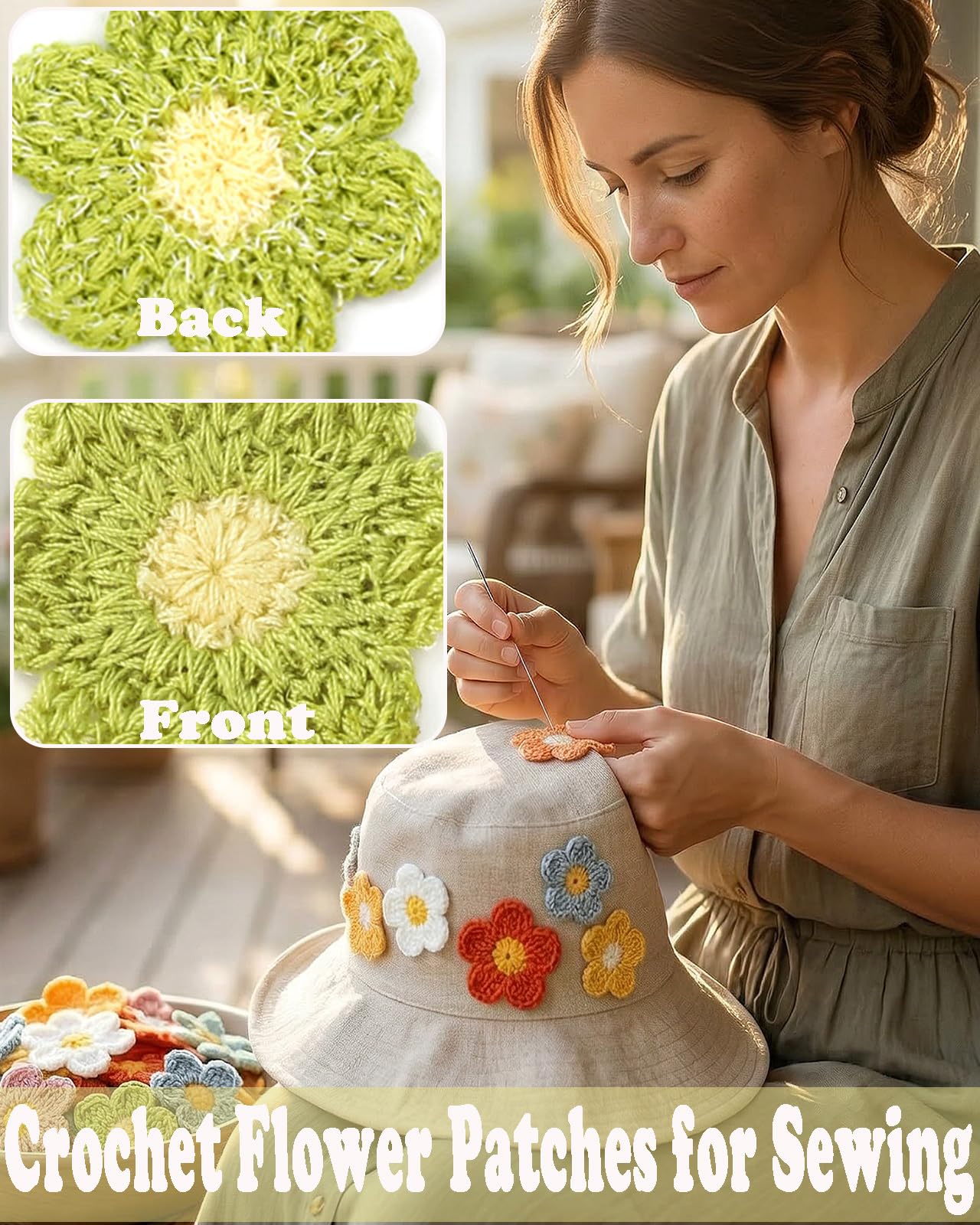 30 Pieces Crochet Flower Applique Small Yarn Patches for Sewing Scrapbook Hairband Pet Collar Garment Embellishment Jewelry Making Supplies (Multi)