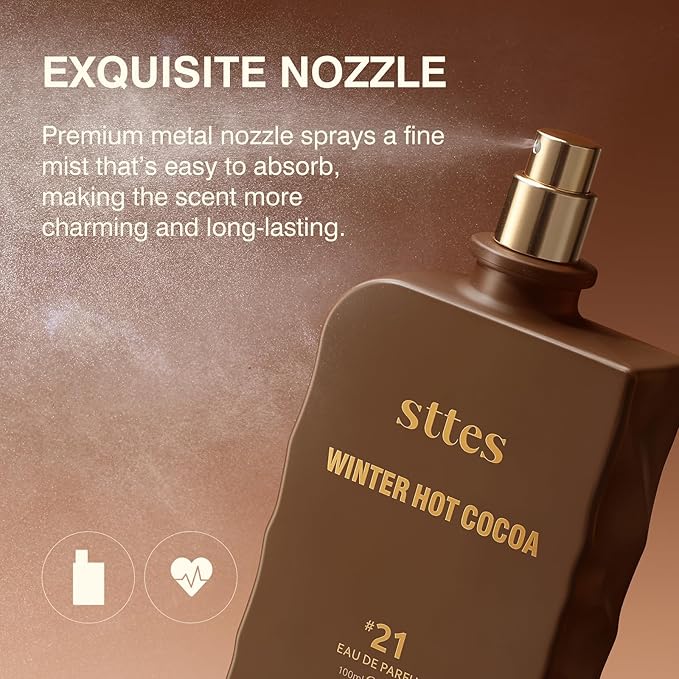 Sttes Perfume #21 for Women – Winter Hot Cocoa Eau de Parfum, Warm Cocoa, The Exact Sweetness You Remember:Hot Milk & Soft Vanilla Scent, Long-Lasting Sweet Gourmand Fragrance, 100ml