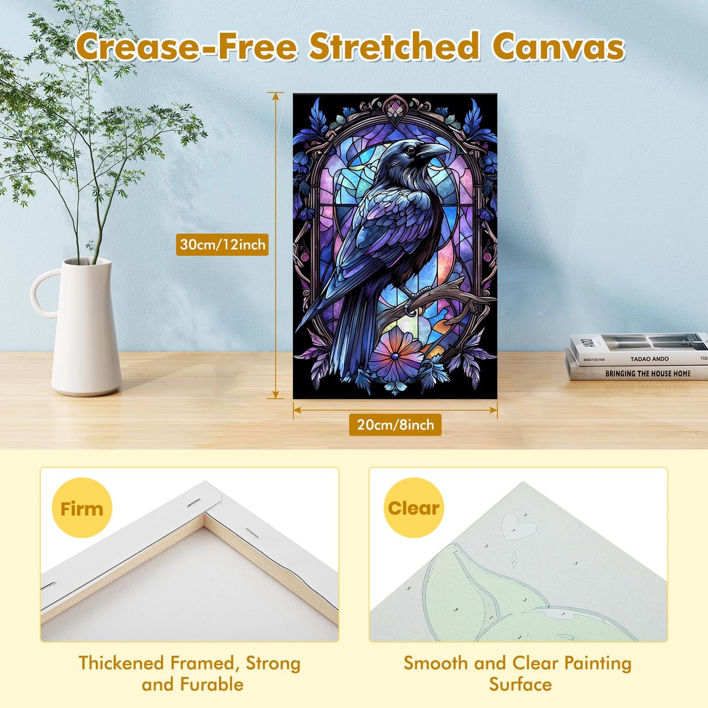Bowetile Bird Framed Paint by Numbers for Adults, Adults' Paint-by-Number Kits on Canvas, Easy Acrylic Animals Number Painting Crafts Kits Halloween Gifts for Home Decor, 8x12in