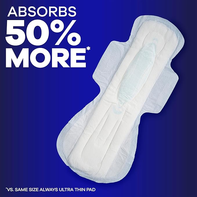 Always Maxi Overnight Pads with Wings, Size 5, Extra Heavy Overnight, Unscented, 72 Count