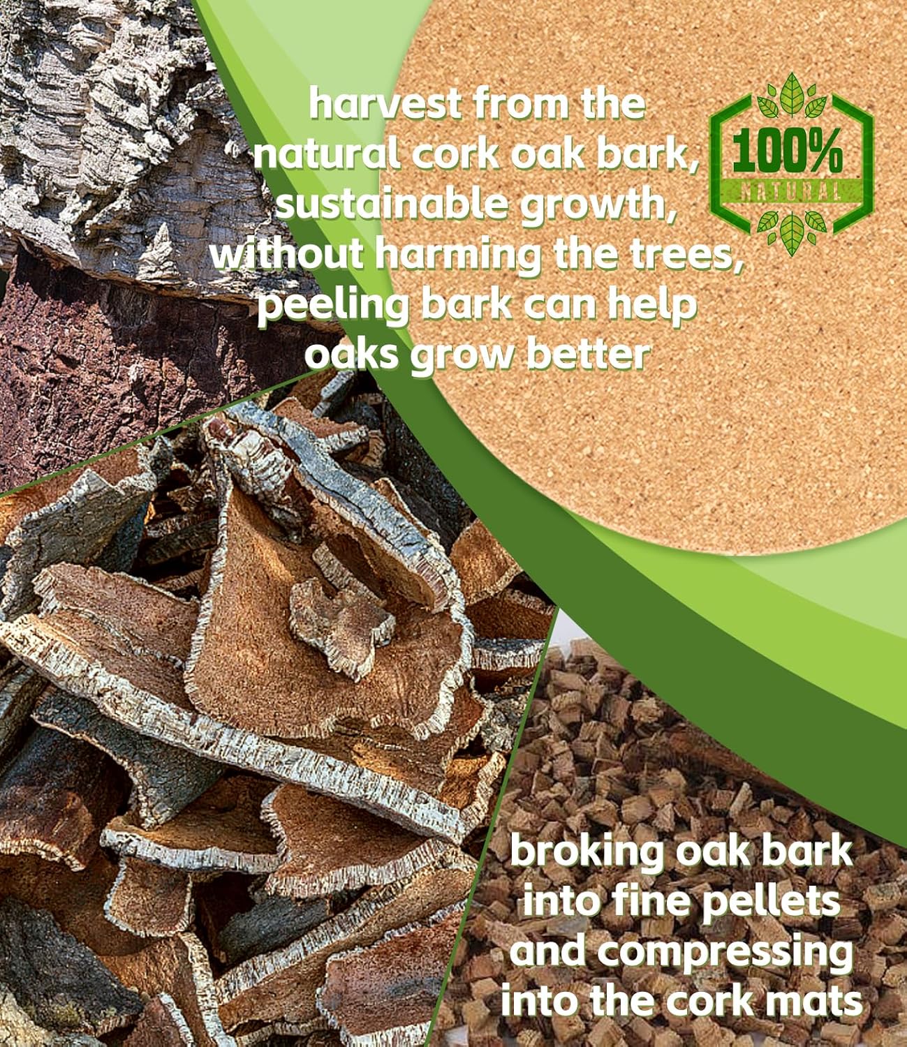 Cork Plant Coasters, 4 Sizes Double Layers Hard Thick Planter Coaster, 4/6/8/10 Inch Absorbent Mats, Cork Trivets for Hot Dishes, Coasters for House Plants, 8 Pcs