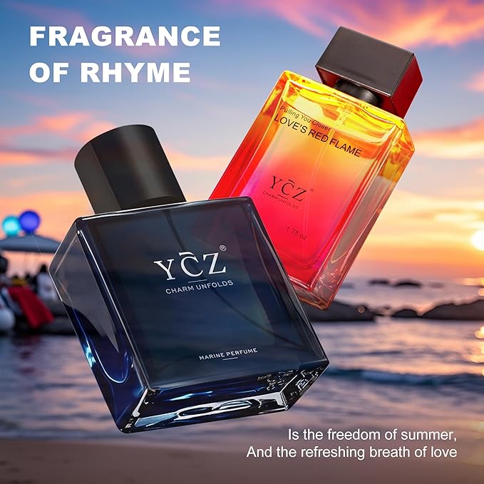 Ycz Eau de Parfum Ocean Fire Perfume Set, 1.7oz(50ml) Bottled 2pcs Men'S Luxury Perfume - Oriental Fresh And Long Lasting Floral Scent for Dating, Made for Men Valentine's Day Gift, Christmas Gifts