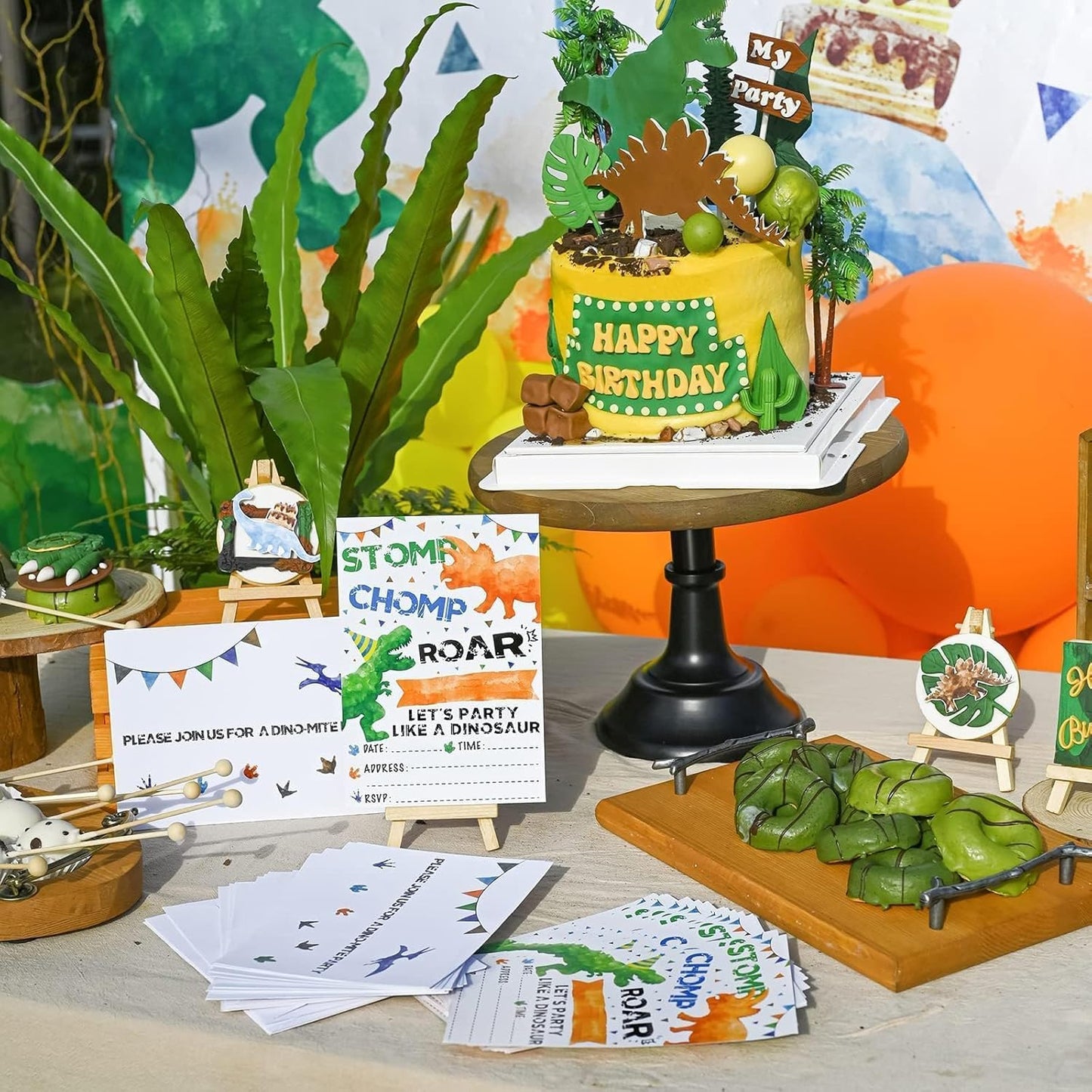 WERNNSAI Dinosaur Birthday Party Invitation Cards - 20 Sets Watercolor Dinosaur Invitations with Envelopes for Boys Kids Dino Party Supplies Fill in T-Rex Invite Cards for Birthday Baby Shower Favors