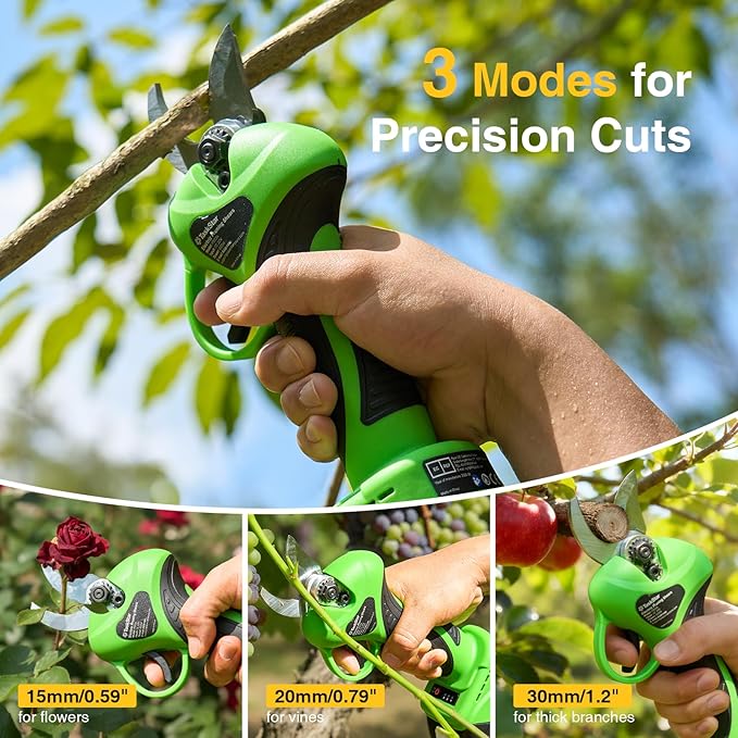 2-in-1 Electric Pruning Shears: 20V Cordless Pole Pruner 1.2" Cutting Diameter - 2 Pcs 4000mAh Battery, 9Ft Telescopic Pole, Extra SK5 Blade, 3 Modes Brushless Power Tree Pruner for Gardening