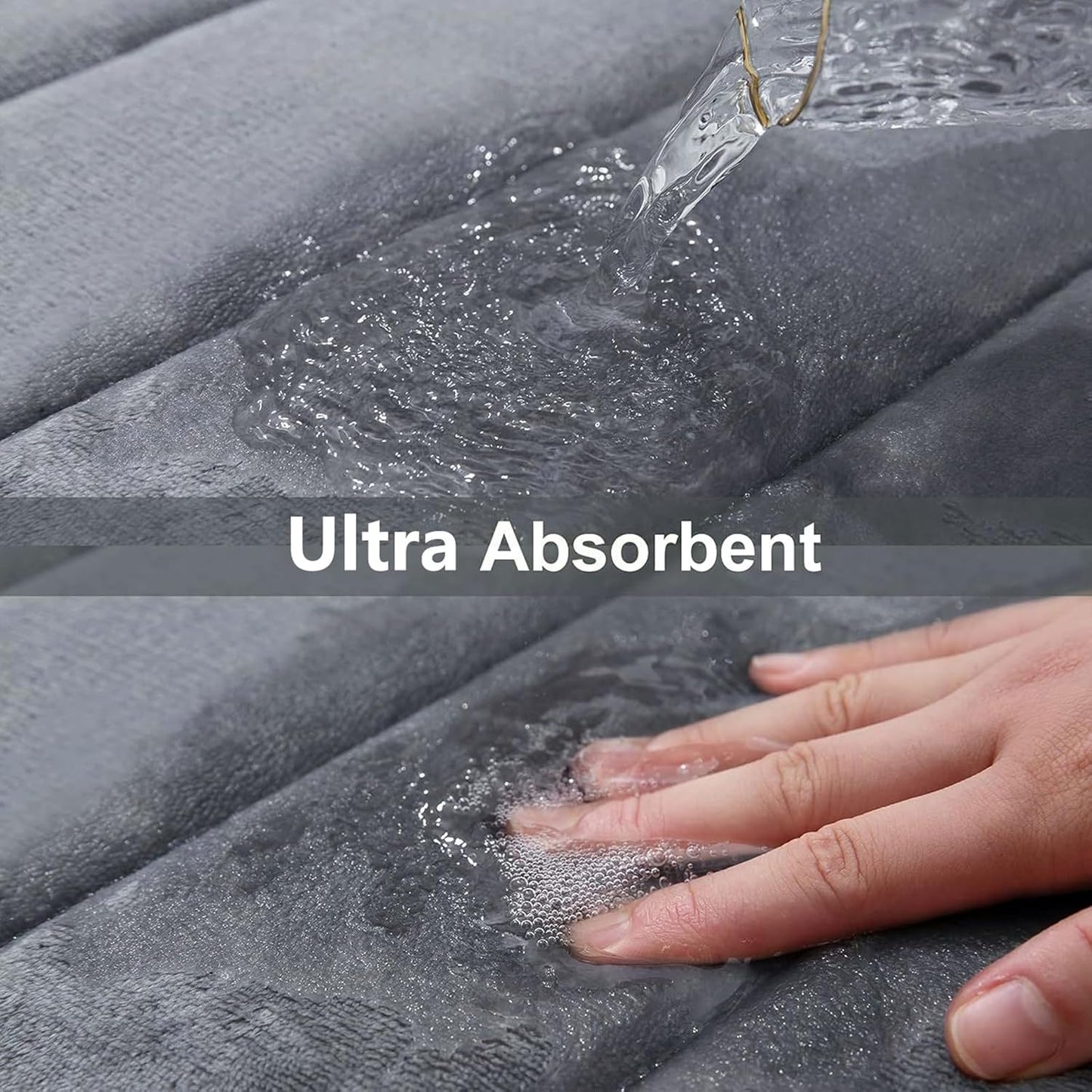 Buganda Memory Foam Bath Mat, 47" x 20", Ultra Soft and Non-Slip Bathroom Rugs, Water Absorbent and Machine Washable Bath Rug Runner for Bathroom, Shower, and Tub, Dark Grey