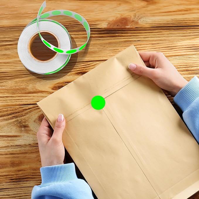 ‎‎WANSTE 10Rolls 10000PCS 0.75 Inch Small Fluorescent Green Sticky Tags, Permanent Sticky Dot Color Code Labels in Dispenser Box,Circle Blank Labels Total for Documents, Inventory,CDs,Garage Sales