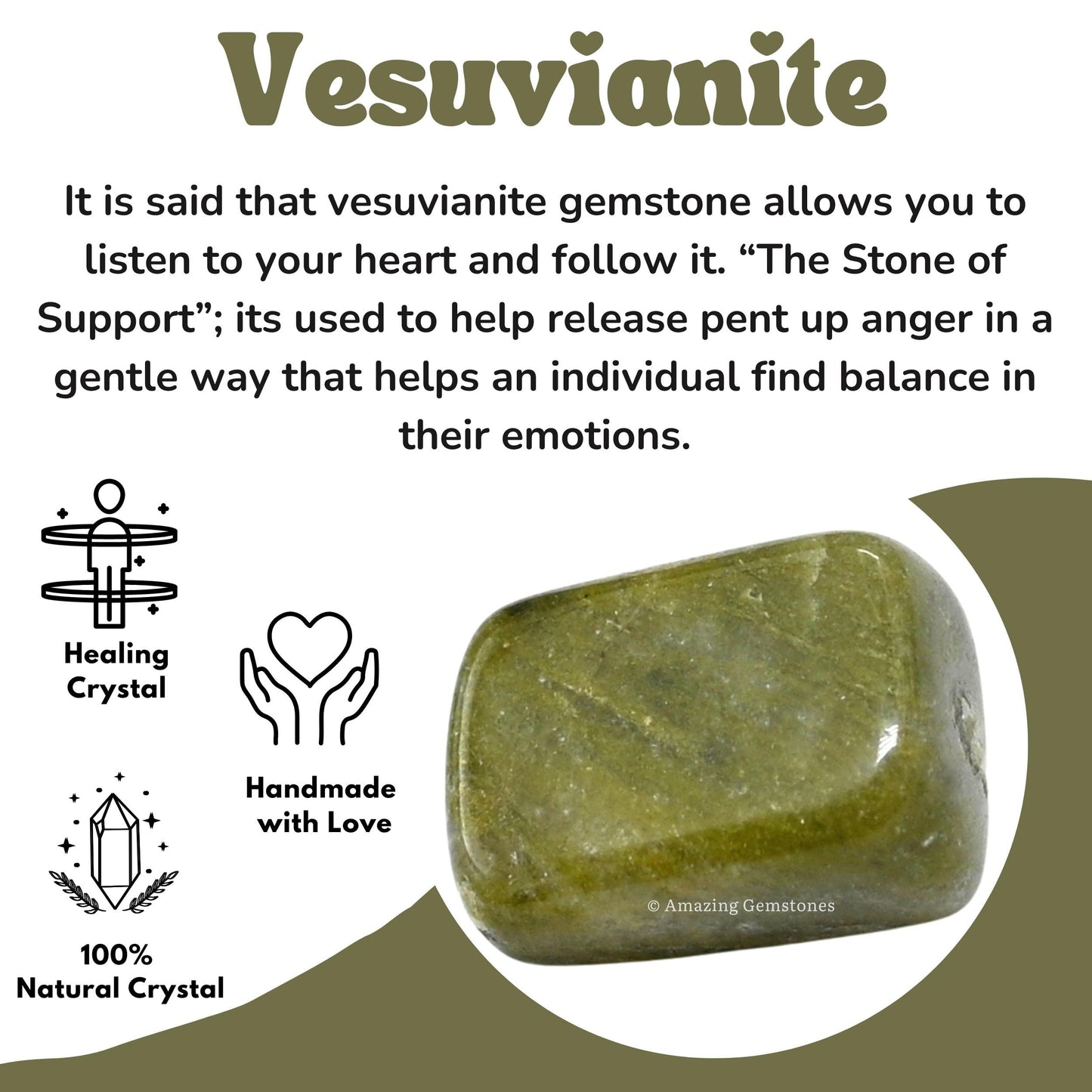Amazing Gemstone Vesuvianite Crystals and Healing Stones Tumbled - 1000+ Carats Vesuvianite Stone, Natural Healing Stones for Energy Balance, Stress Relief - Polished Gems Rocks