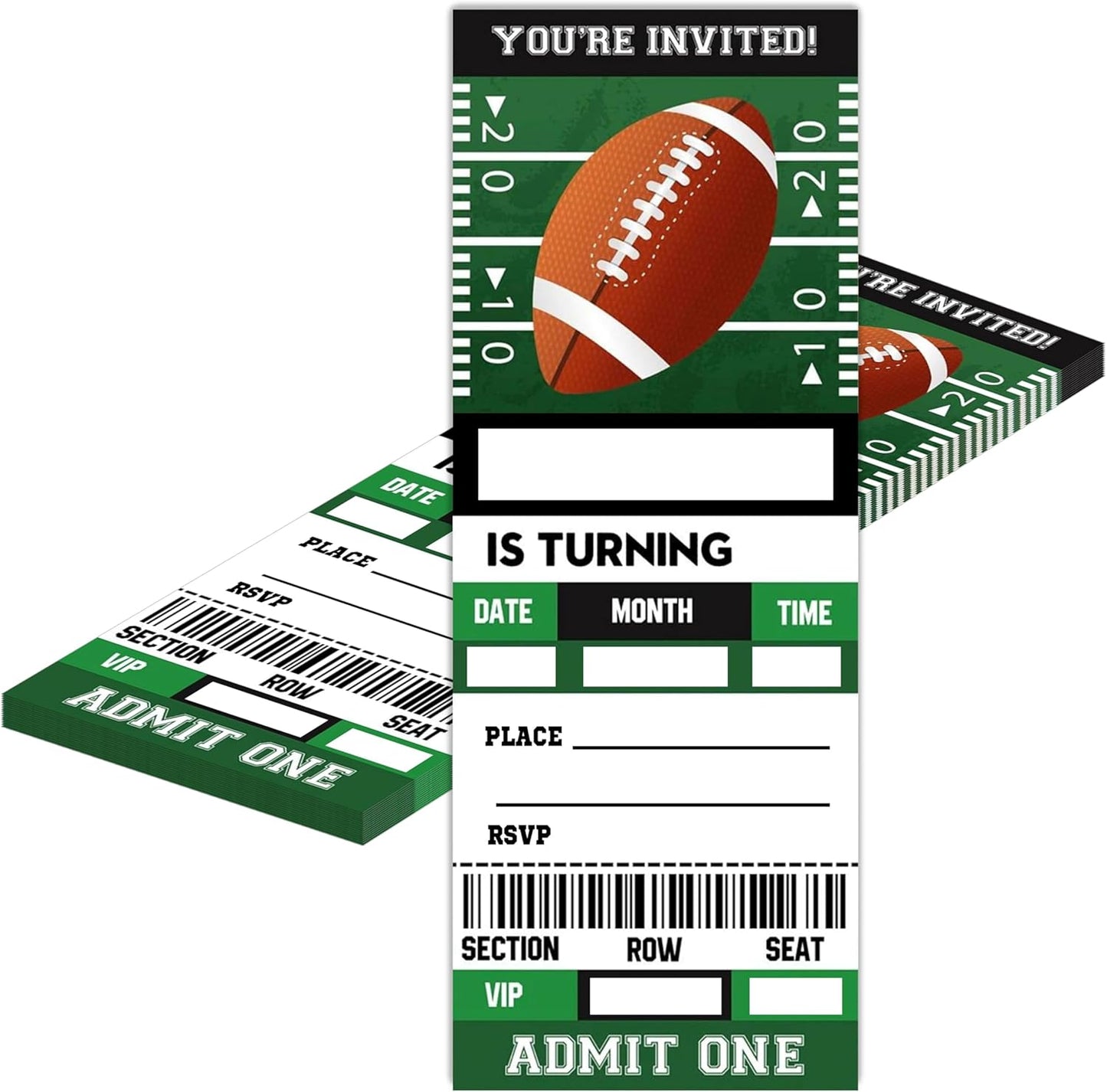 Football Game Ticket Invite Cards-Football Birthday Invitation with Envelopes for Teens kids Adults-Sports Birthday Cards-Party Favor & Supplies (20 Packs)-A17