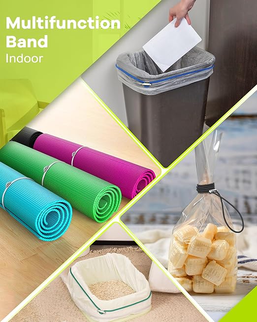 Garbage Can Bands Cord Lord Design Adjustable Large Trash Can Rubber Bands Fits 8-33 Gallon Trash Cans Multifunction Bands Litter Box Bands for Kitchen Tables Picnic Party