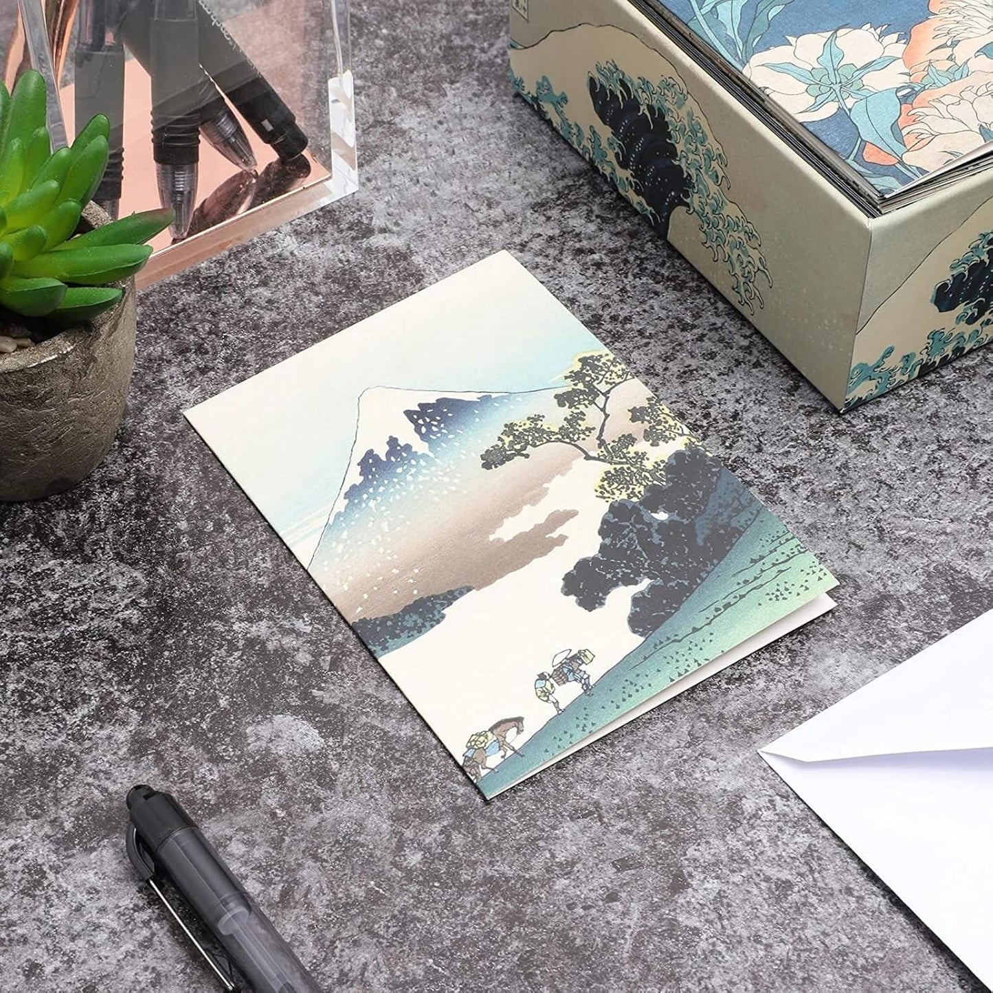 The Gifted Stationery Assorted Greeting Card Box - Blank Interior Note Cards & Envelopes - Hokusai Japanese Stationery for Thank You & Birthday Notes - All-Occasion Greetings - 36 Count, 3.5 x 5 In