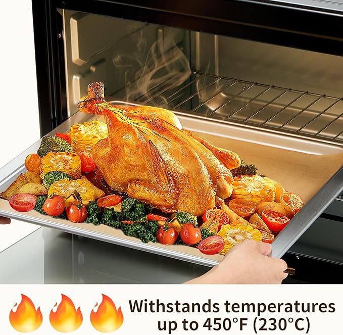 200 Pcs Parchment Paper, 9x13 In Non-Stick Precut Baking Parchment Paper Sheets for Grilling, Baking, Withstands Temperatures up to 450°F, Quarter Sheet Size, 100% Natural Wood Pulp