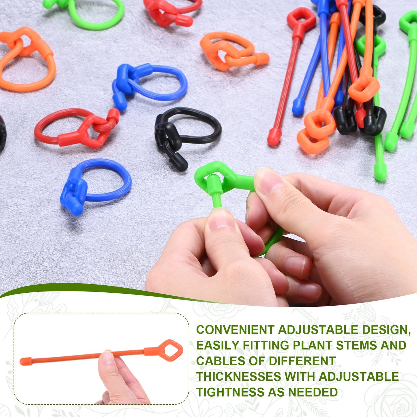 M METERXITY 12-Pack Adjustable Plant Ties, 3inch/7.62cm Silicone Flexible Multi-Function Sturdy Garden Twist Tie for Plant Support/Tree/Shrub/Vine, Reusable Support Twine [Orange]