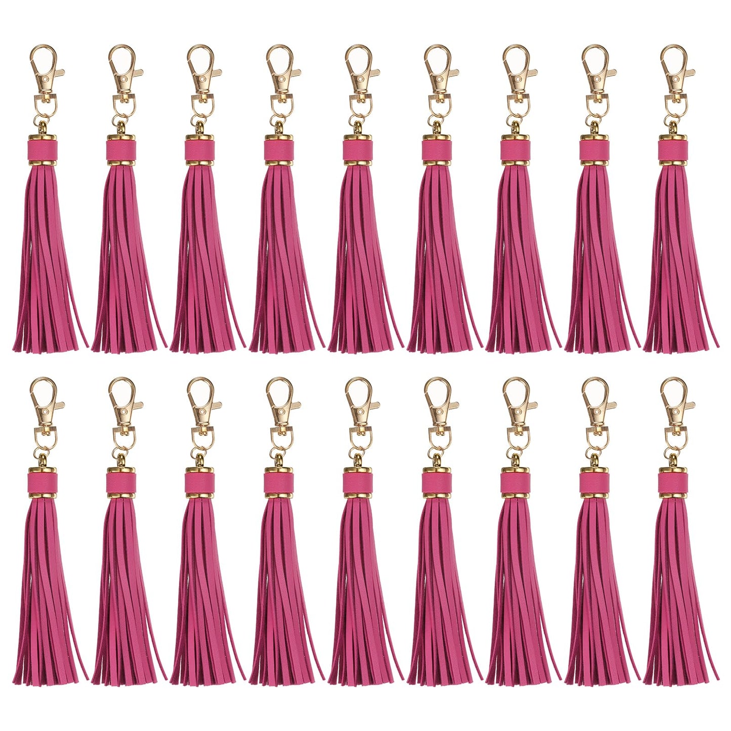 uxcell 18pcs PU Leather Tassels, 5.9 Inch Keychain Tassel Charm with Lobster Swivel for Jewelry Making, Handbag, DIY Crafts, (Rose Pink)