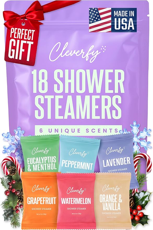Cleverfy Shower Steamers Aromatherapy – Stocking Stuffers for Teen Girls, Women and Wife – Christmas Gifts for Teens and Women – White Elephant Gifts for Adults – 18 Tablets