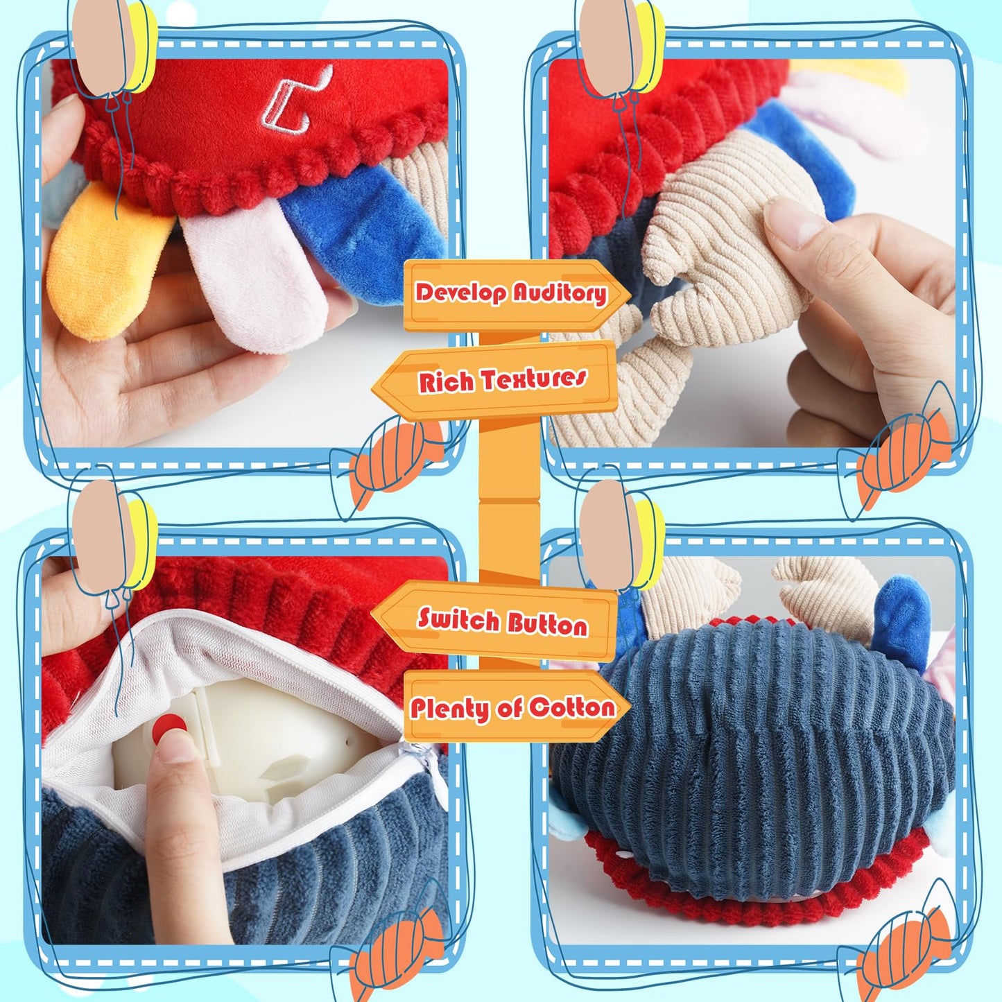 YideOtmz Baby Toys 18 Months - Crawling Crab Tummy Time Toy with Musical Dancing Walking Bouncing Learning, Toddler Sensory Travel Toys for Boys & Girls, Birthday Gifts