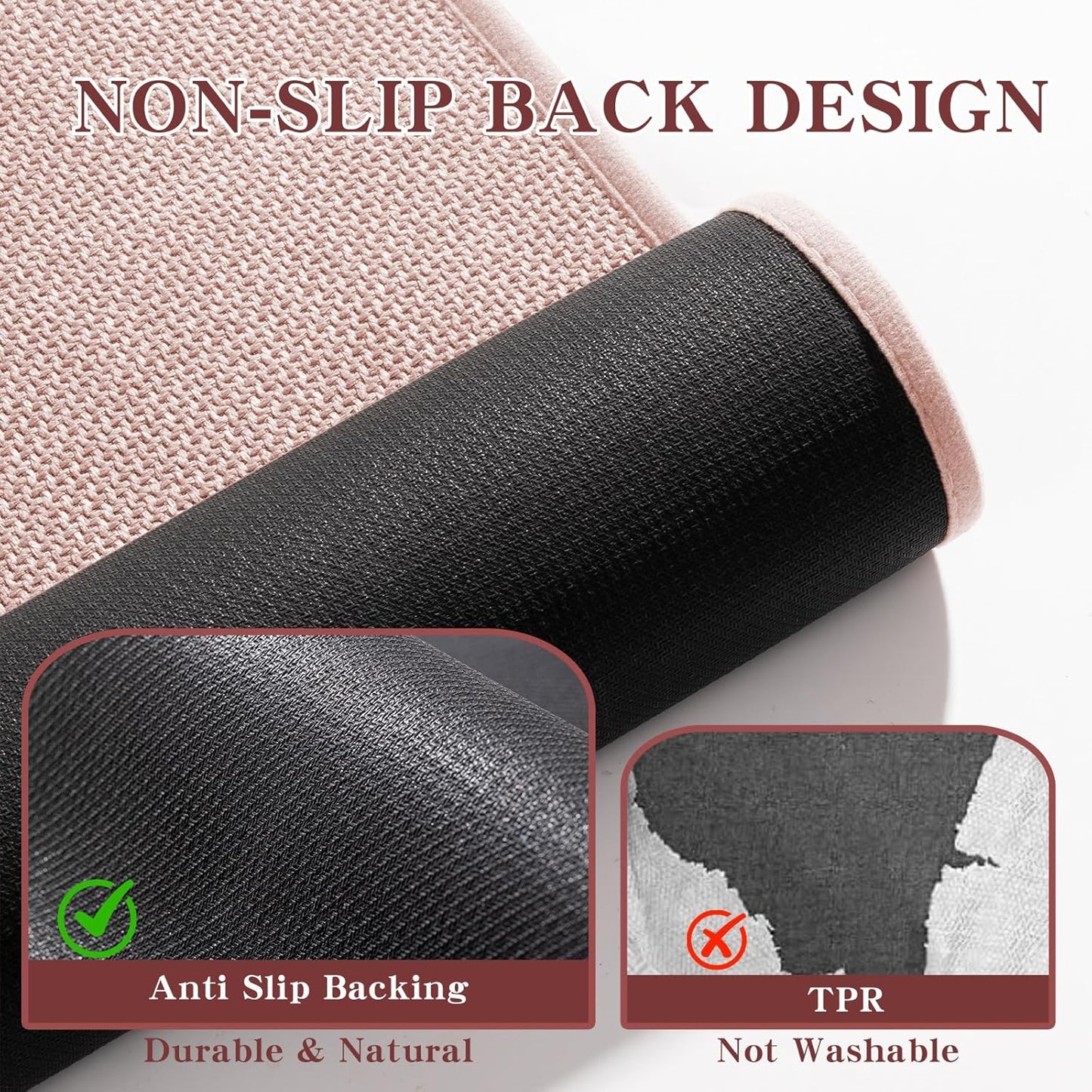 chakme Bathroom Rugs Mat 47x17, Ultra Thin Non Slip Bath Mat Runner Quick Dry Absorbent Bath Mat for Bathroom Floor, (Pink, 47"x17")