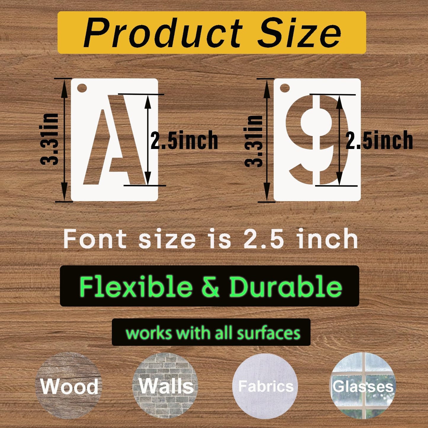 DZXCYZ 2.5 Inch Letter and Number Stencils, 68 Pcs Reusable Plastic Alphabet Spray Paint Stencils for Painting on Wood, Wall, Fabric, Rock, Signage, Door Porch, DIY Art Projects