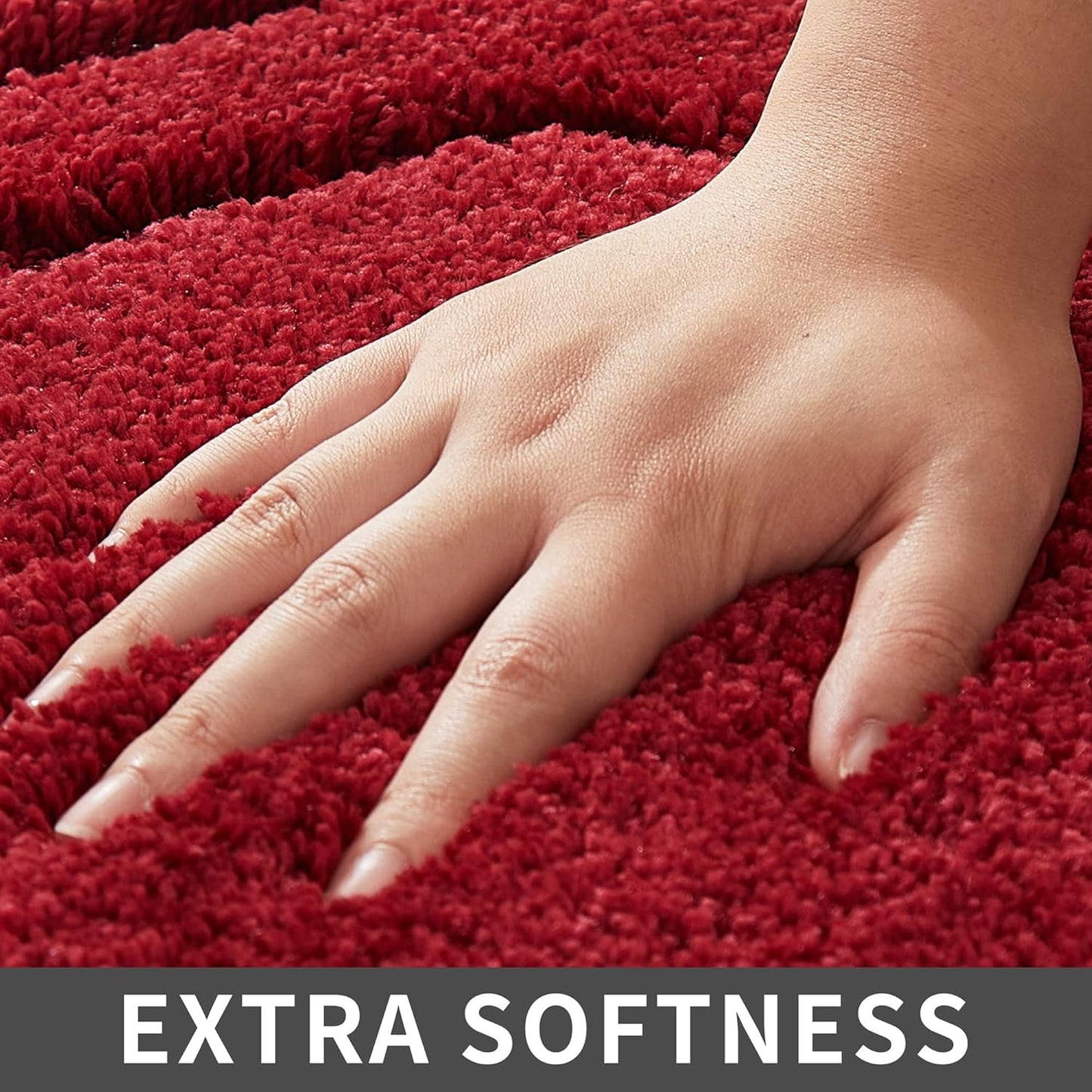 COSY HOMEER Extra Thick Bath Rugs for Bathroom - Anti-Slip Bath Linen Sets Mats Soft Plush100% Strong Polyester Living Room Bedroom Water Absorbent(Red,24x48 - Inches)