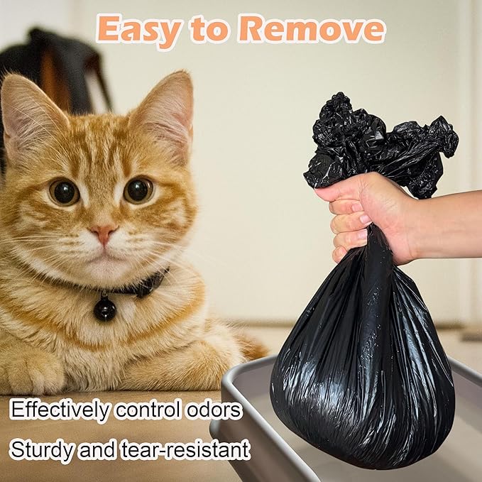50 PCS Elastic Band Trash Bags Compatible with Popur X5 Litter Box, Litter Box Liners for Popur X5 Self-Cleaning Cat Litter Box (Black)