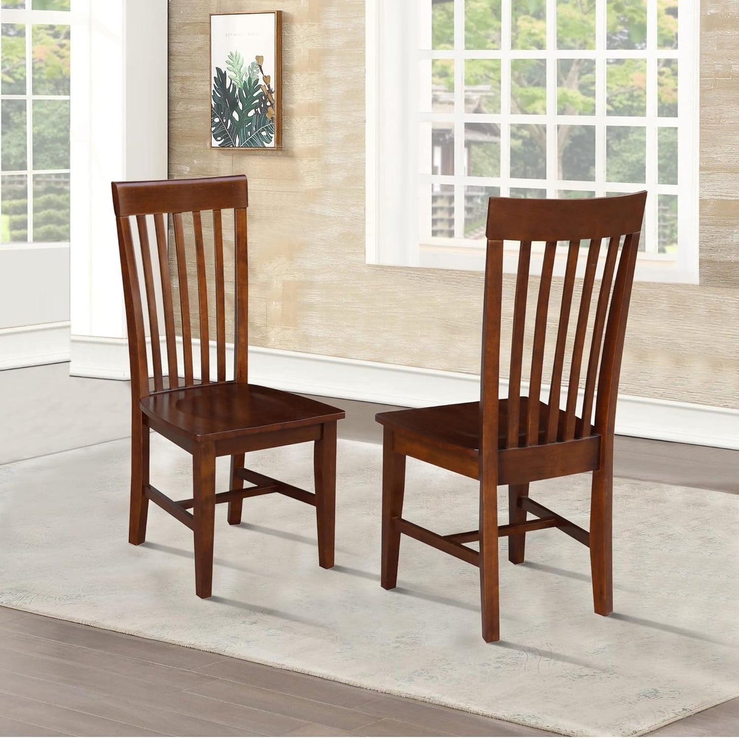 IC International Concepts, Set of Two Tall Mission Dining Chairs, Espresso, 225lbs wt capacity, Solid Real Wood, Sturdy Parawood, Espresso