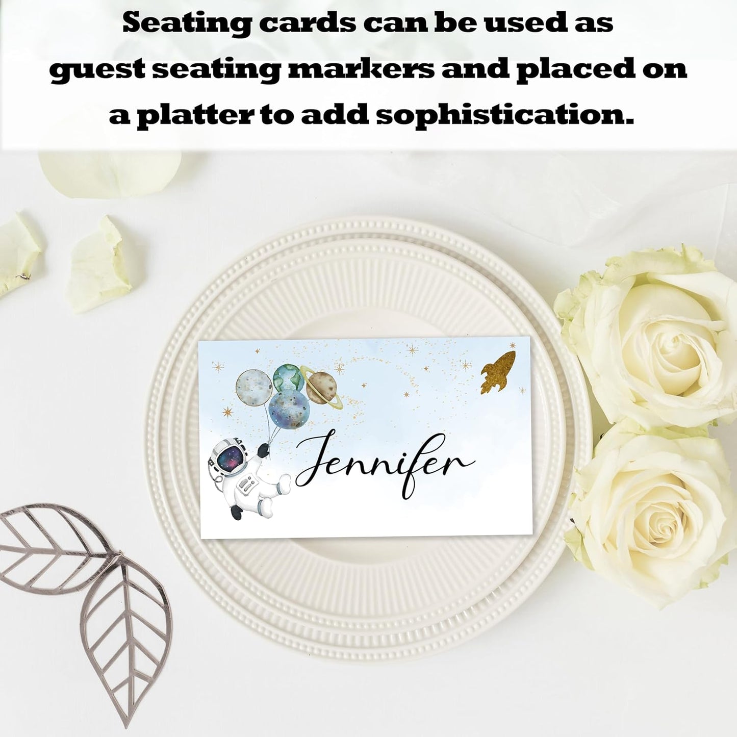 Astronauts Place Card For Boys Girls, Planets Rocket Name Cards For Table Setting, Outer Space Party Favors Supplies, Space Tent Cards Decorations For Baby Shower Birthday Events, 25 Pack -16