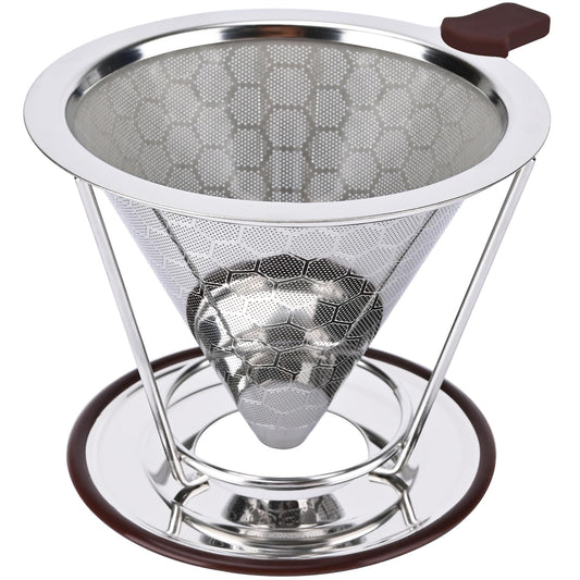 Pour Over Coffee Dripper, Pour-over Filters with 800 Mesh Steel Mesh Optimize Extraction For Rich Coffee Flavor, Stainless Steel Filter, Paperless Pour-over