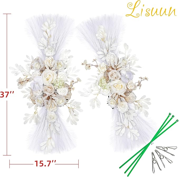 Wedding Arch Flowers, Artificial Flowers for Decoration, Large Flower Swag for Boho Styles Wedding Ceremony Floral Decor - Pack of 2