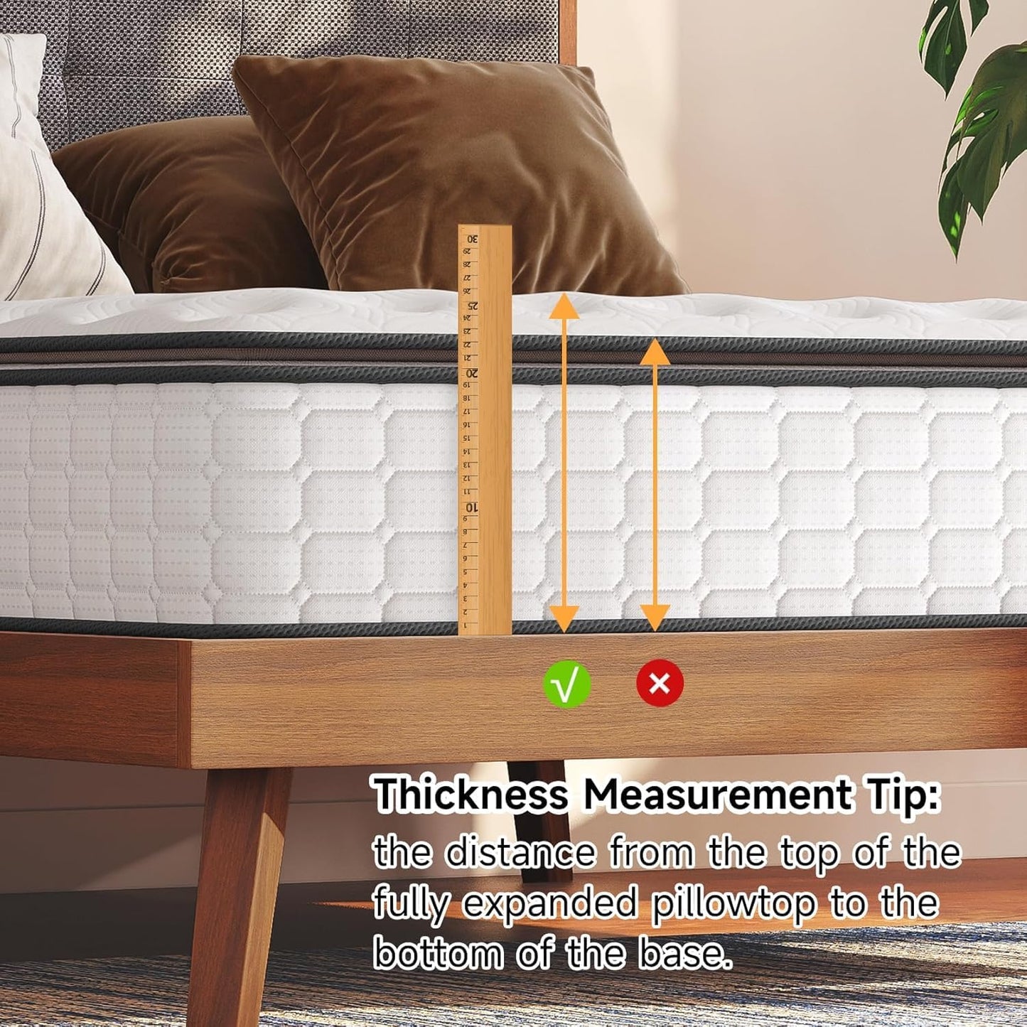 Vesgantti Queen Mattresses, 10 Inch Hybrid Pillow Top Queen Size Mattress in a Box, Memory Foam Pocket Coils Innerspring Mattresses, Fiberglass Free, Pressure Relief, Medium Firm Plush Feel