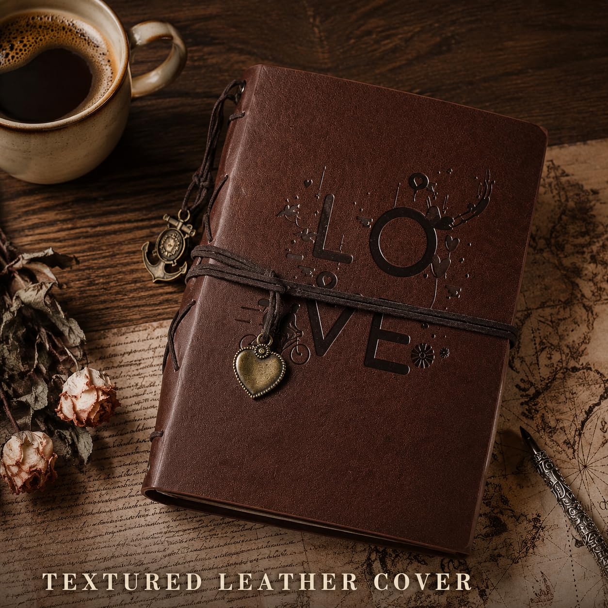 Photo Album Scrapbook with 120 Pockets for 4x6 Photos, 30 Pages, Black Kraft Paper, Textured Leather Cover, Memory Book for Family, Baby, Wedding, Travel