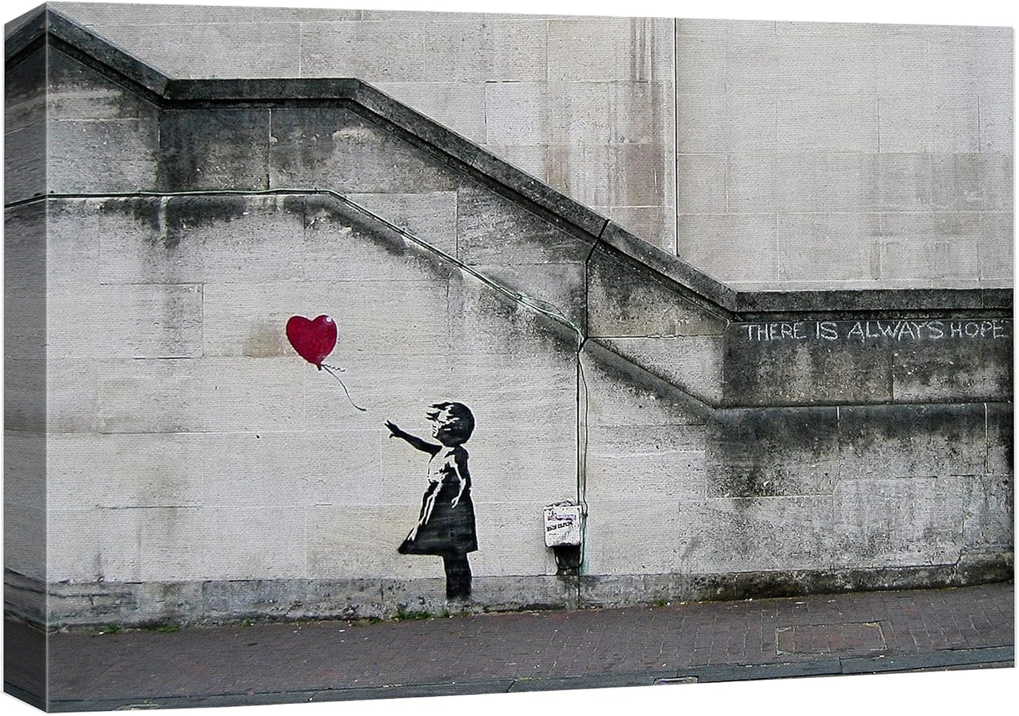 wall26 Canvas Print Wall Art Banksy There is Always Hope Girl with Balloon Graffiti & Street Art Pop Culture Illustrations Pop Art Bohemian Multicolor Dark for Living Room, Bedroom, Office - 32"x48"