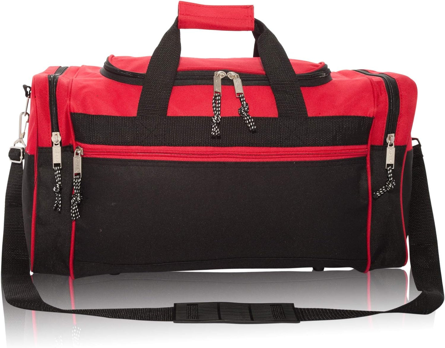 DALIX 21" Blank Sports Duffle Bag Gym Bag Travel Duffel with Adjustable Strap in Red