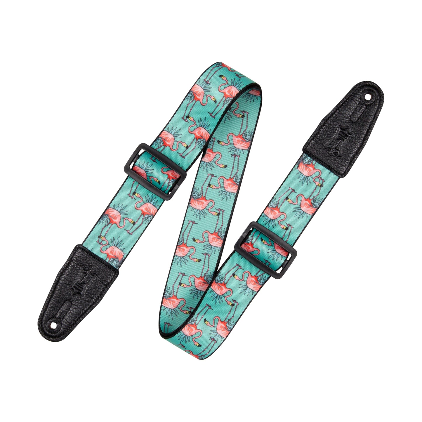 Levys Leathers 2    Wide Polyester Guitar Strap with Genuine Leather Ends; Flamingos Motif (MPD2-121)