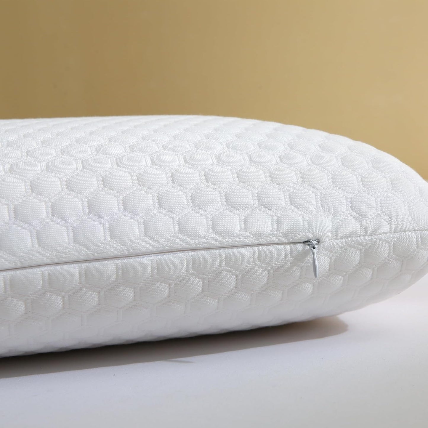 Memory Foam Bed Pillows, Pillow for Side and Back Sleeper, Pillow for Neck Pain Relief, Washable Removable Cover, Soft, White (Queen)