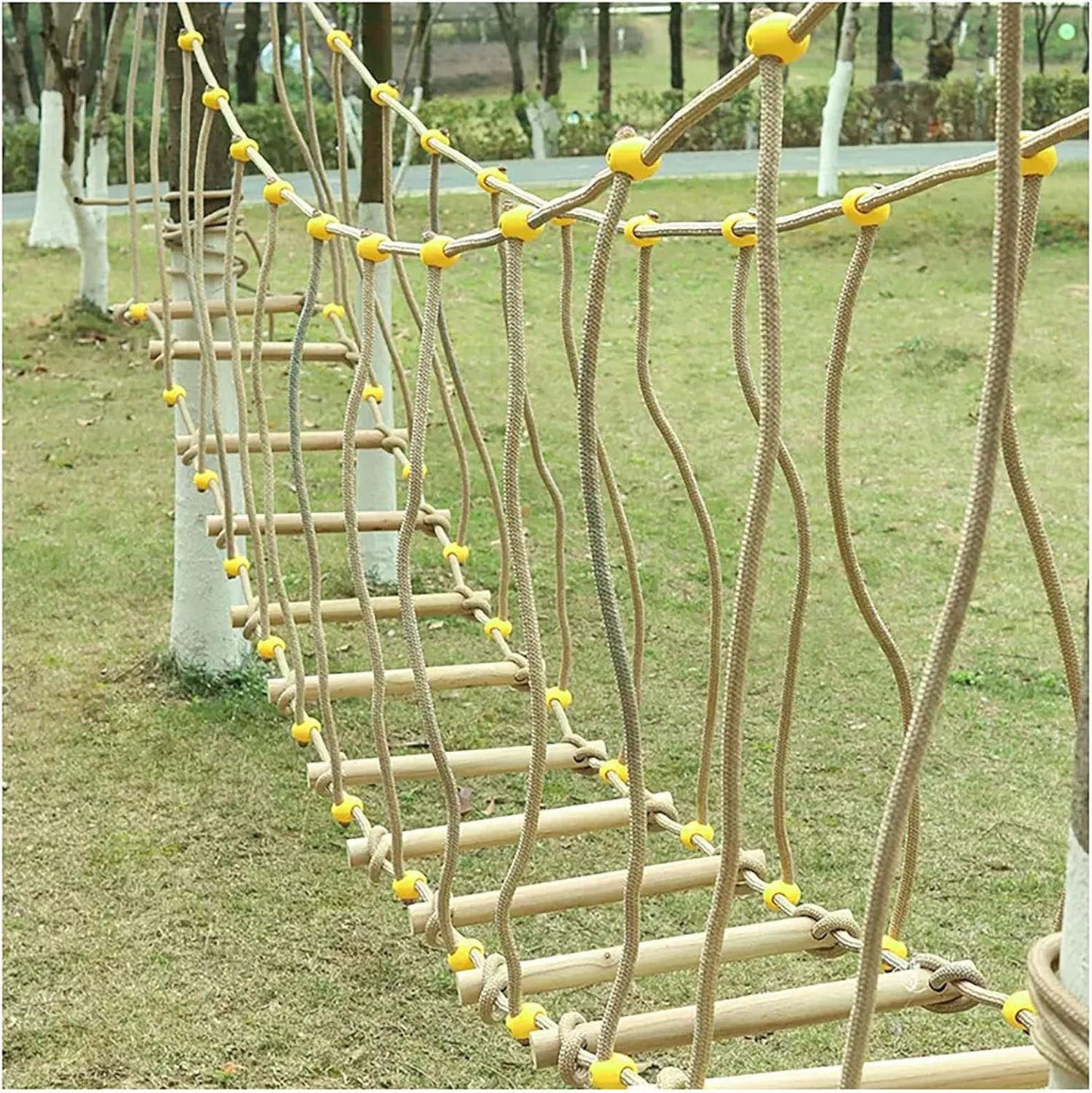 Amusement Park Suspension Bridge,Rope Ladder Bridge,Rickety Bridge, Slackline Accessories,Suitable for Outdoor Activities(Size:26.24ft(8m))